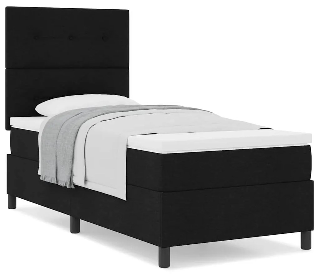 vidaXL Κρεβάτι με ελατήρια με στρώμα Μαύρο 100 x 200 cm ύφασμα