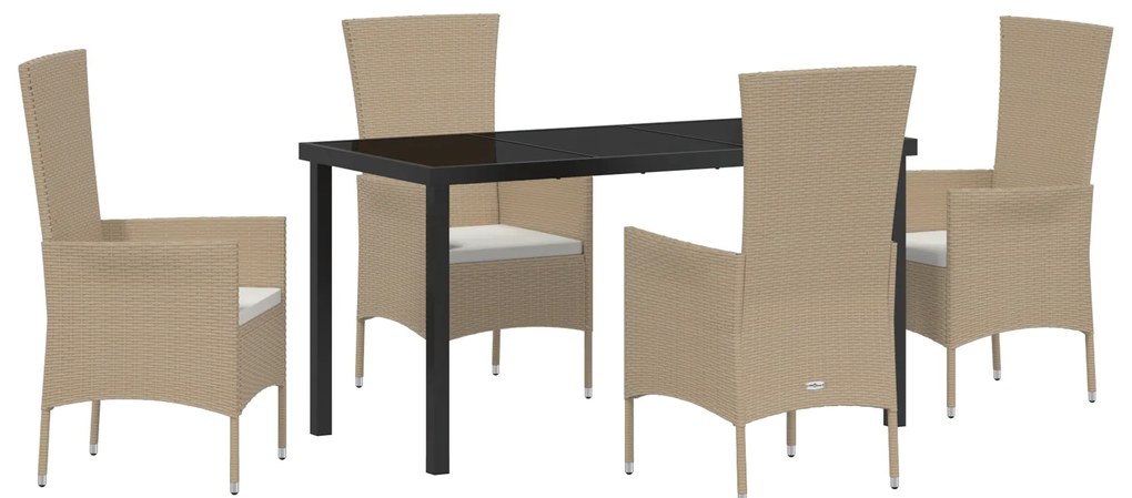 vidaXL Σετ Τραπεζαρίας Κήπου 5 pcs Μπεζ Μαύρο 140 x 70 x 73 cm