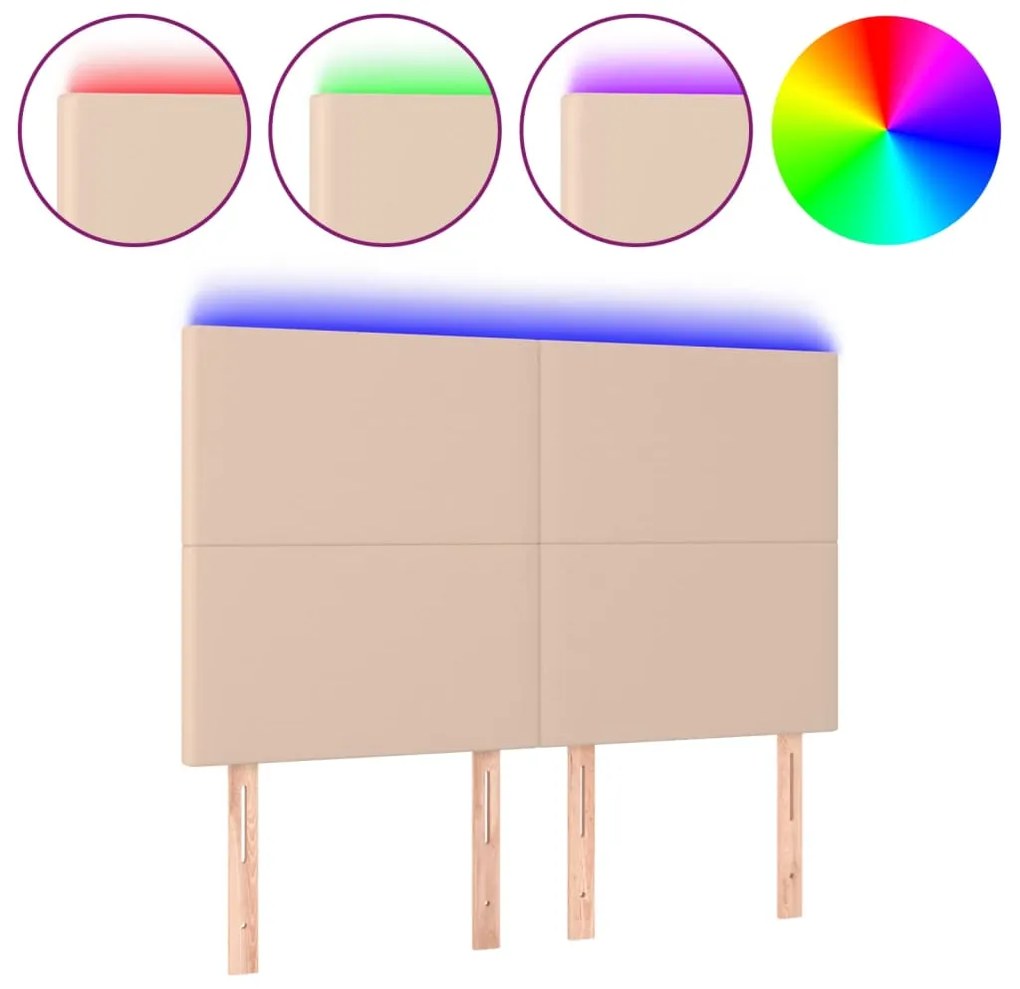 vidaXL Κεφαλάρι Κρεβατιού LED Καπουτσίνο 144x5x118/128 εκ