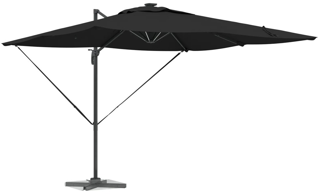 vidaXL Ομπρέλα με Βραχίονα Roma με LED Μαύρη 286x285x270 cm Αλουμίνιο