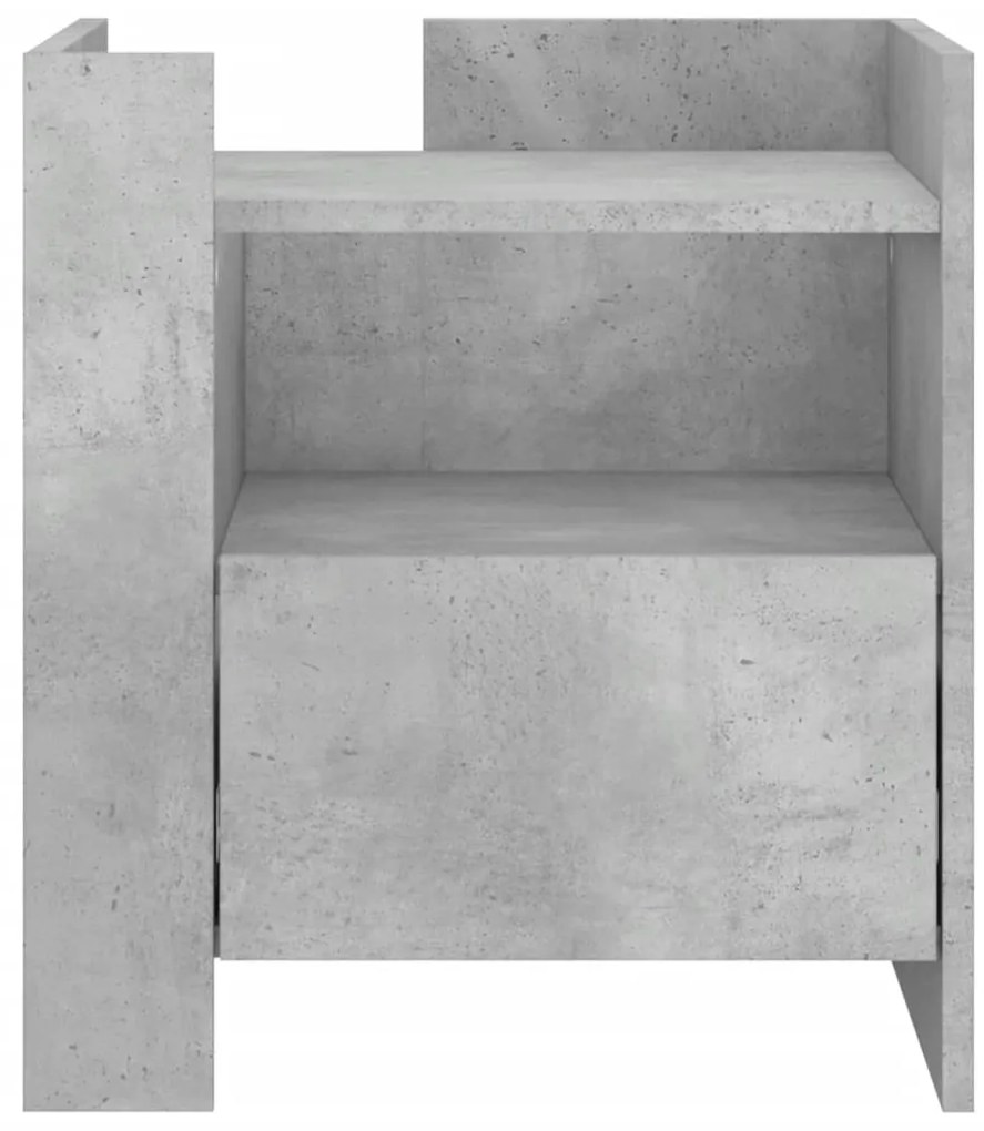 vidaXL Κομοδίνο Γκρι Σκυροδ. 45x50x50 εκ. από Επεξεργασμένο Ξύλο