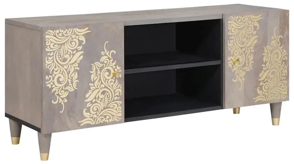 vidaXL Ντουλάπι TV με ράφι με πόρτα Γκρι και Χρυσό 105 x 33.5 x 46 εκ.