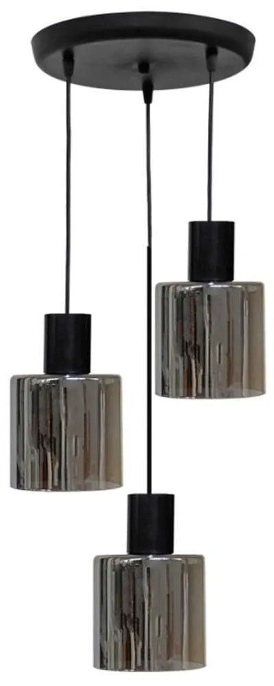 Φωτιστικό Οροφής Mirror-C 02-0419 3/Ε27 Φ35/14x85cm Fume-Black Heronia Μέταλλο,Γυαλί