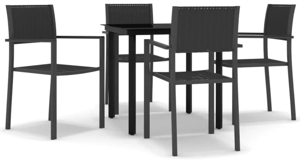 vidaXL Σετ Τραπεζαρίας Κήπου 5 Τεμαχίων Μαύρο