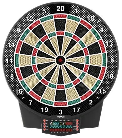 VEVOR Electronic Dart Board, 391mm Target Dartboard with 43 Games & 320+ Variations for Up to 8 Players, 6 Dart Shafts with Flights & 50 Soft Tips, Color LCD Scoring Screen for Home Party Game Room