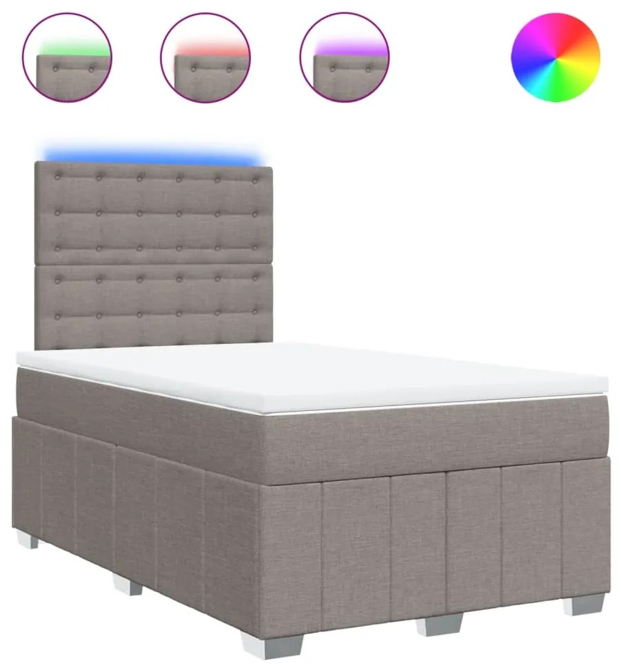 vidaXL Κρεβάτι Boxspring με Στρώμα Taupe 120x200 εκ. Υφασμάτινο