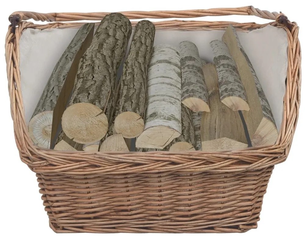 286989 Firewood Basket with Handle 61,5x46,5x58 cm Brown Willow - Καφέ