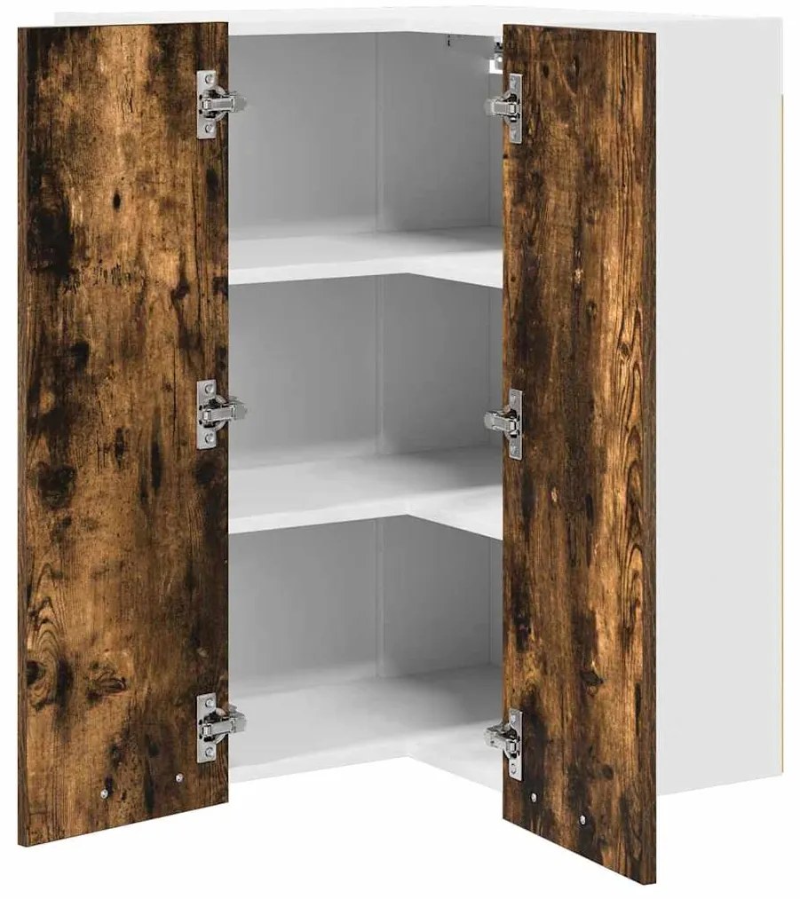 vidaXL Κρεμαστό ντουλάπι Καπνιστός Δρυς και Λευκό 57 x 57 x 80 εκ.