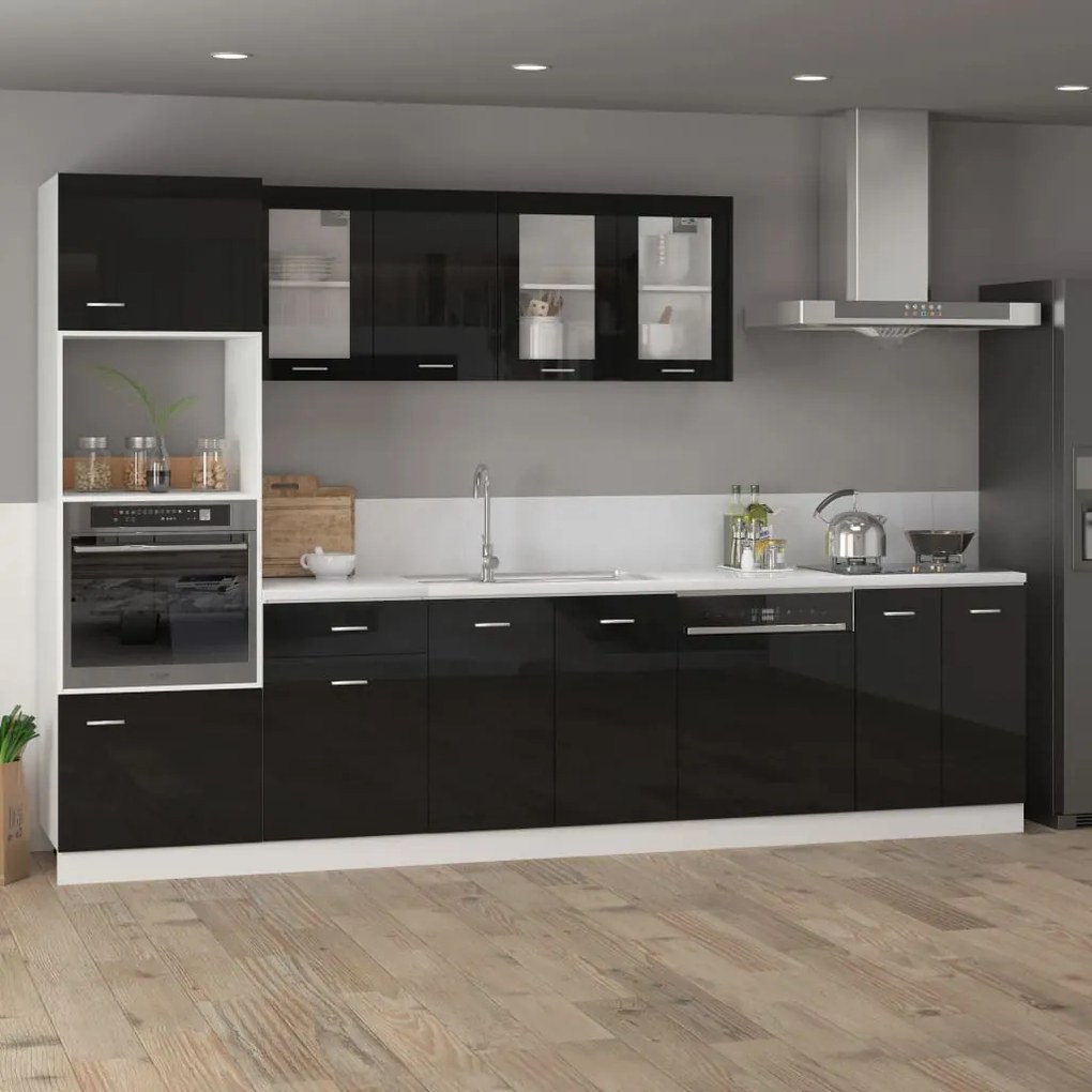 vidaXL Ντουλάπι Κρεμαστό με Τζάμι Γυαλ. Μαύρο 40x31x60 εκ. Μοριοσανίδα