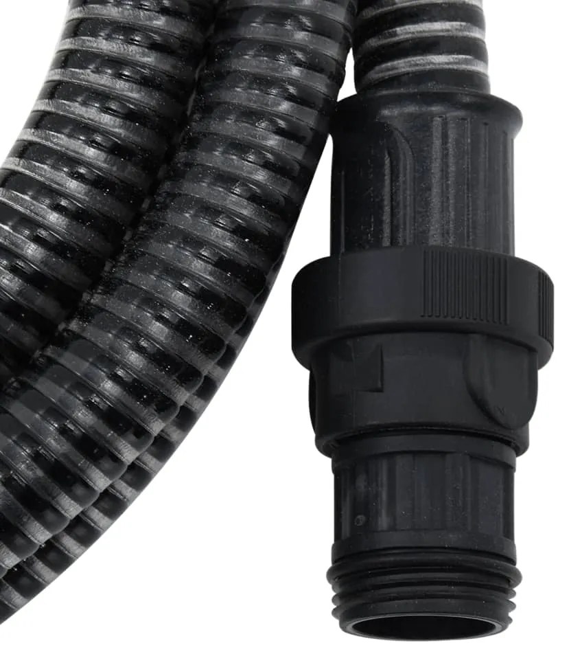 vidaXL Σωλήνας Αναρρόφησης Ορειχ. Συνδέσεις Μαύρος 7 μ/1" PVC