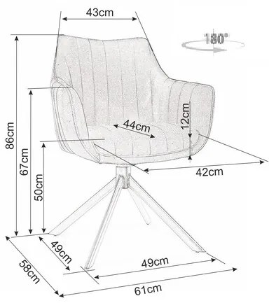 Επενδυμένη καρέκλα Azalia 61x44x86 μαύρη μεταλλική βάση/πράσινο βελούδο bluvel 78 DIOMMI AZALIAVCZ