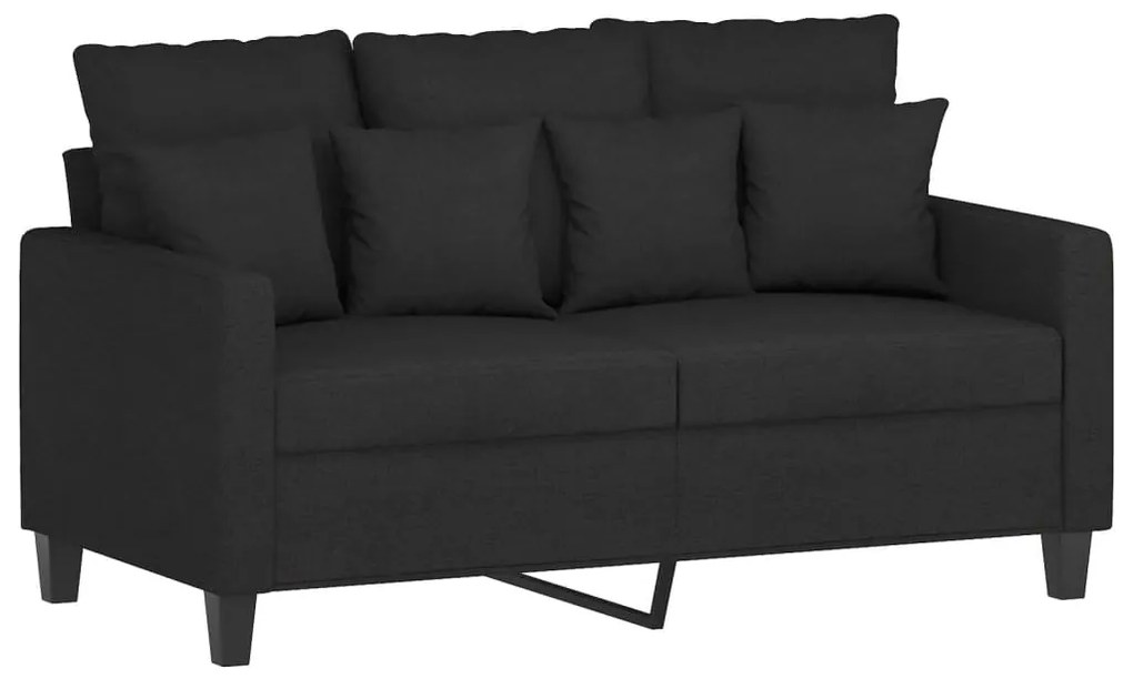 vidaXL Σετ Σαλονιού 4 Τεμαχίων Μαύρο Υφασμάτινο με Μαξιλάρια