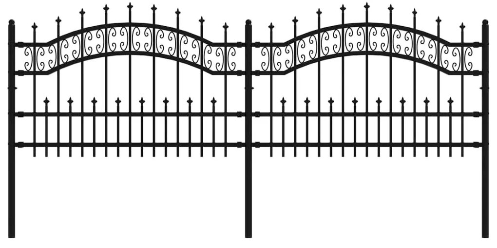 vidaXL Φράχτης με Ακίδες Μαύρος 115 εκ. Ατσάλι Ηλεκτροστ. Βαφή Πούδρας