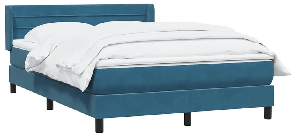 vidaXL Κρεβάτι Boxspring με Στρώμα Σκούρο Μπλε 140x210 εκ. Βελούδινο