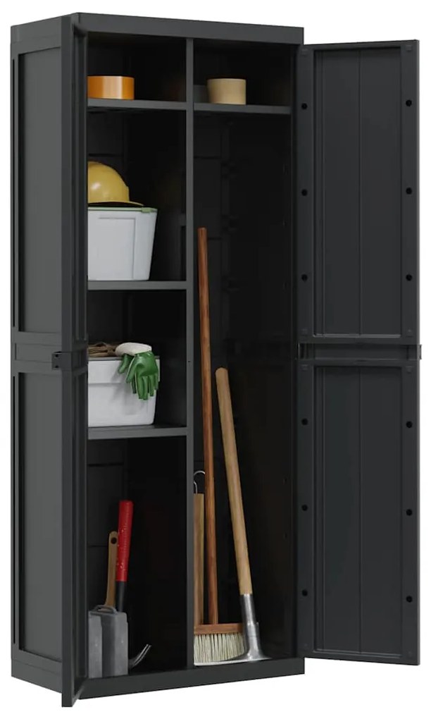 vidaXL Ντουλάπι Αποθ. Εξ. Χώρου Μαύρο 65x37x165εκ. Πολυπροπυλένιο