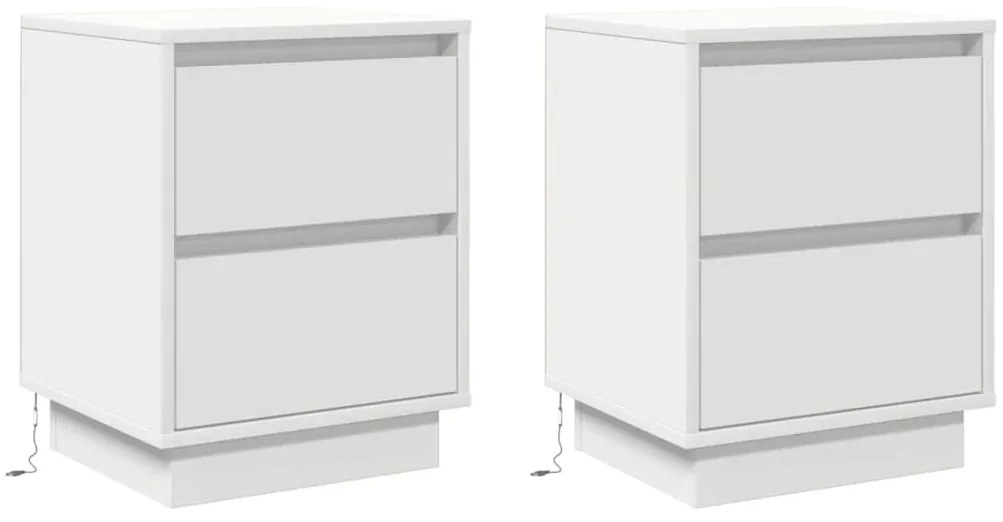 vidaXL Κομοδίνο με 2 pcs Λευκό 39 x 34.5 x 50 εκ. Επεξεργασμένο ξύλο