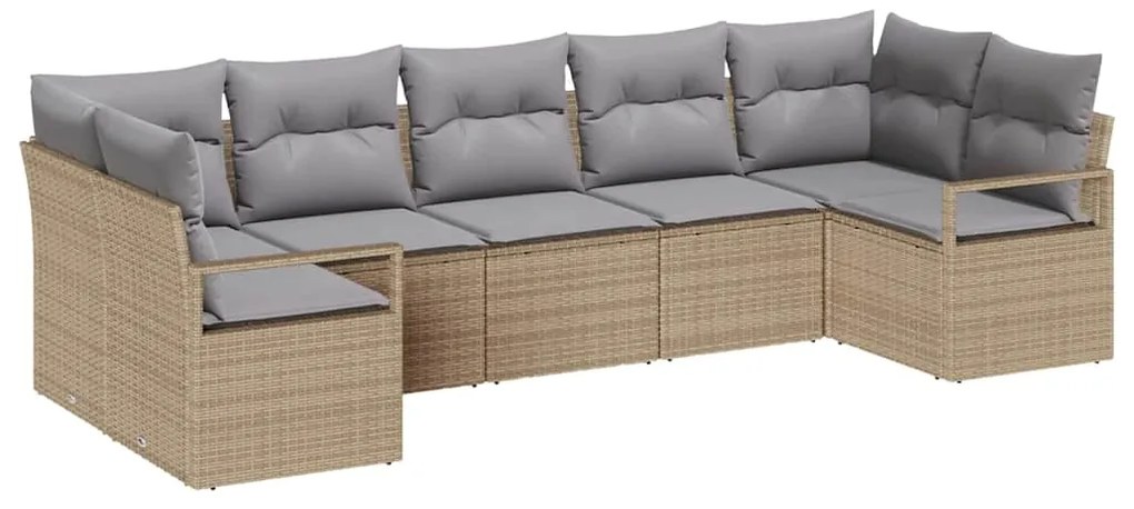 vidaXL Σετ Καναπέ Κήπου με μαξιλάρι 7 pcs Μπεζ, Ανοιχτό Γκρι