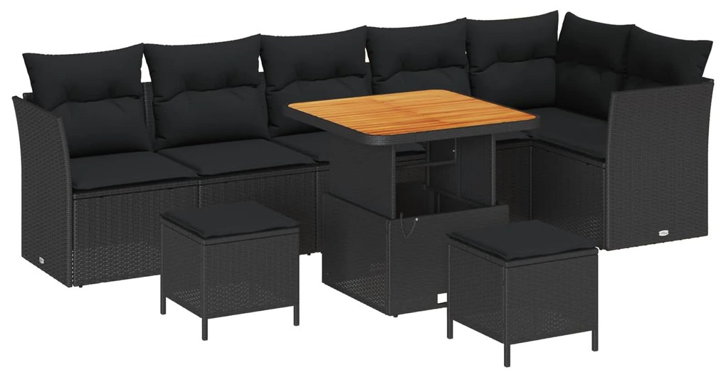 Σετ Καναπέ Κήπου 9 pcs Μαύρο συνθετικό ρατάν