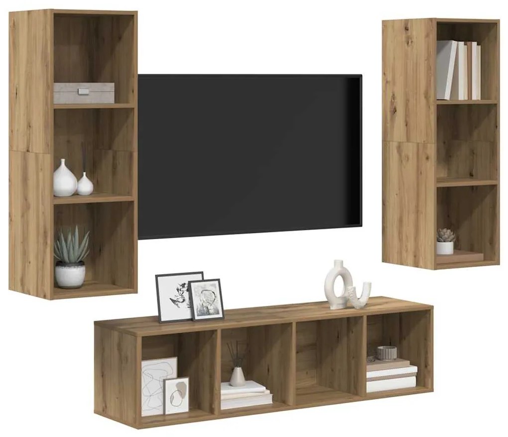 vidaXL Σετ επίπλου τηλεόρασης 3 pcs artisan δρυς 37 x 37 x 142.5 εκ