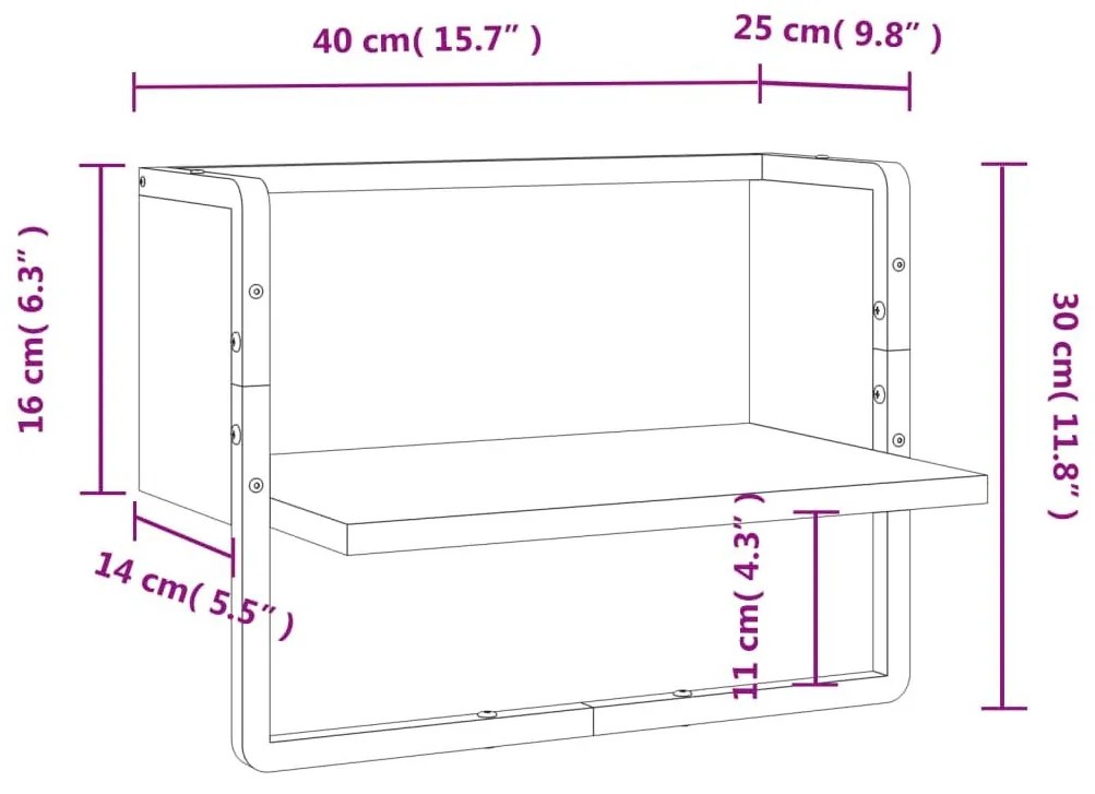 Ράφι Τοίχου με Μπάρα Sonoma Δρυς 40 x 25 x 30 εκ. - Καφέ