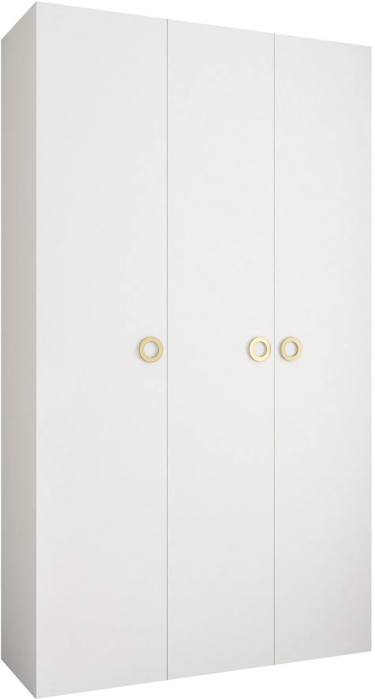 Ντουλάπα Como I 140 Τρίφυλλη-Λευκό - Χρυσό