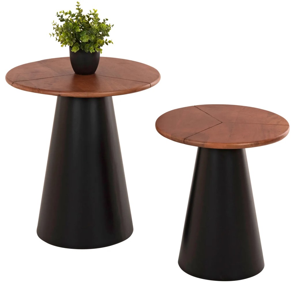 ΒΟΗΘΗΤΙΚΑ ΤΡΑΠΕΖΑΚΙΑ 2ΤΜΧ SUNNI HM9669 ΜΕΤΑΛΛΟ ΜΑΥΡΟ-MANGO TOP Φ48,5 &amp; Φ39,5 εκ.