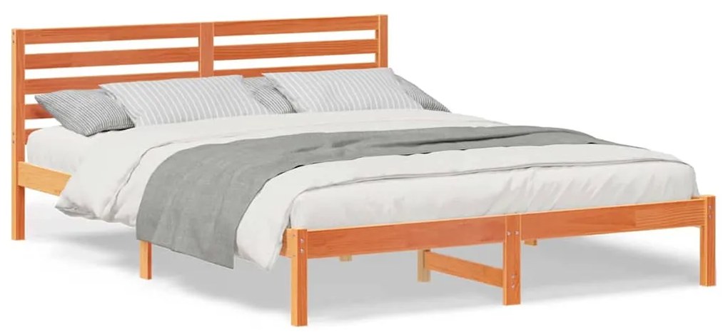 vidaXL Σκελετός Κρεβατιού Καφέ κεριού 160 x 210 cm Μασίφ ξύλο πεύκου