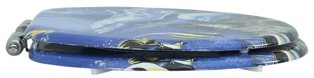 vidaXL Κάλυμμα Λεκάνης με Καπάκι Soft Close Σχέδιο Δελφίνια από MDF