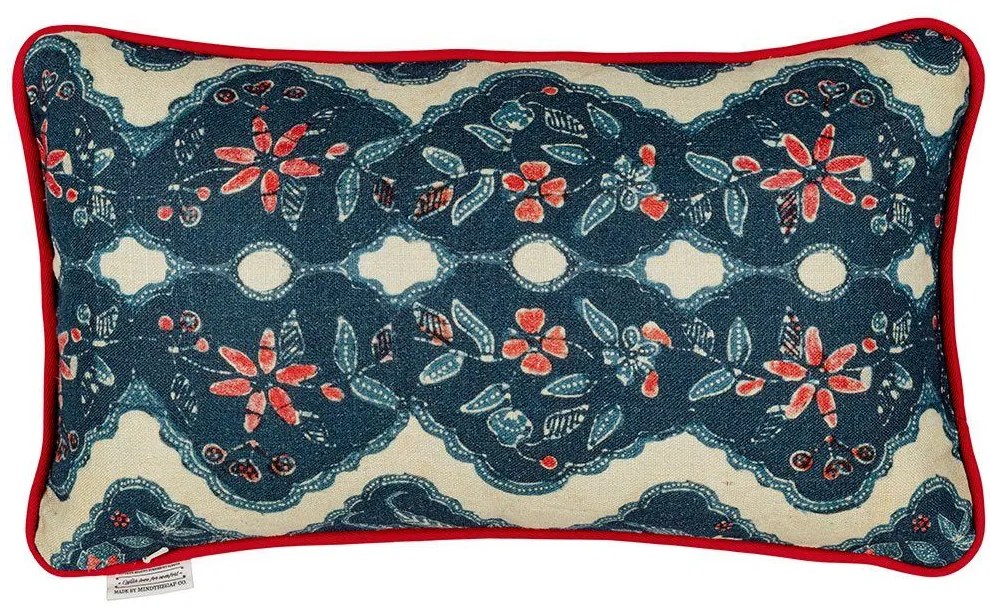 Μαξιλάρι Διακοσμητικό (Με Γέμιση) Phoenicia Batik Lc40122 50X30Cm White-Blue Mindthegap 30X50 Feather