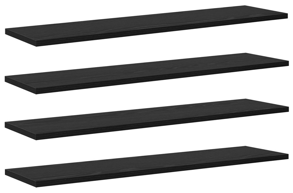 vidaXL Δίσκος Βιβλιοθήκης 4 pcs Μαύρο 100 x 40 x 1.5 εκ. Μοριοσανίδα