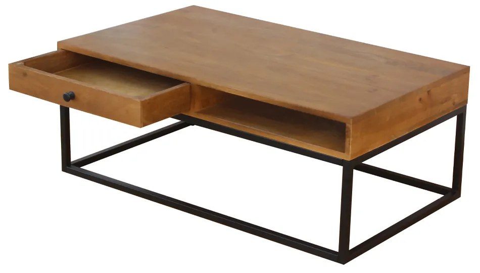 CASSETTO COFFEE TABLE 1ΣΥΡΤΑΡΙ ΦΥΣΙΚΟ ΜΑΥΡΟ 100x60xH40cm - 04-0960