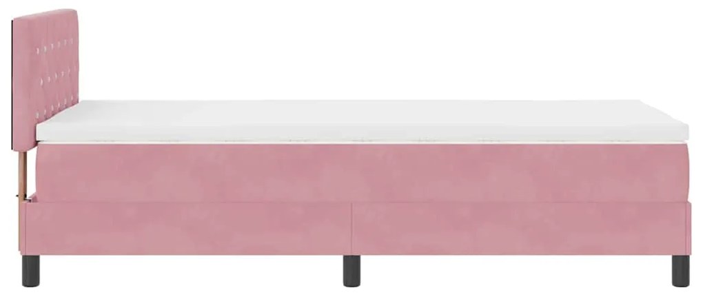 vidaXL Κρεβάτι με ελατήρια με στρώμα Ροζ 100 x 200 cm Βελούδο