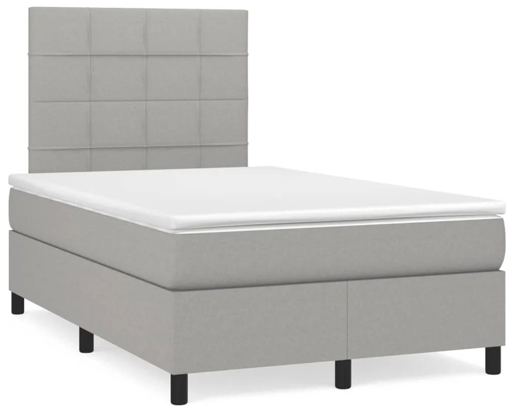 Κρεβάτι Boxspring με Στρώμα Ανοιχτό Γκρι 120x190 εκ. Υφασμάτινο