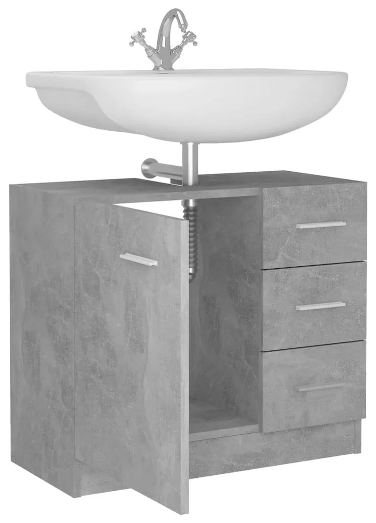 vidaXL Ντουλάπι Νιπτήρα Γκρι του Σκυροδέματος 63x30x54 εκ. Επεξ. Ξύλο