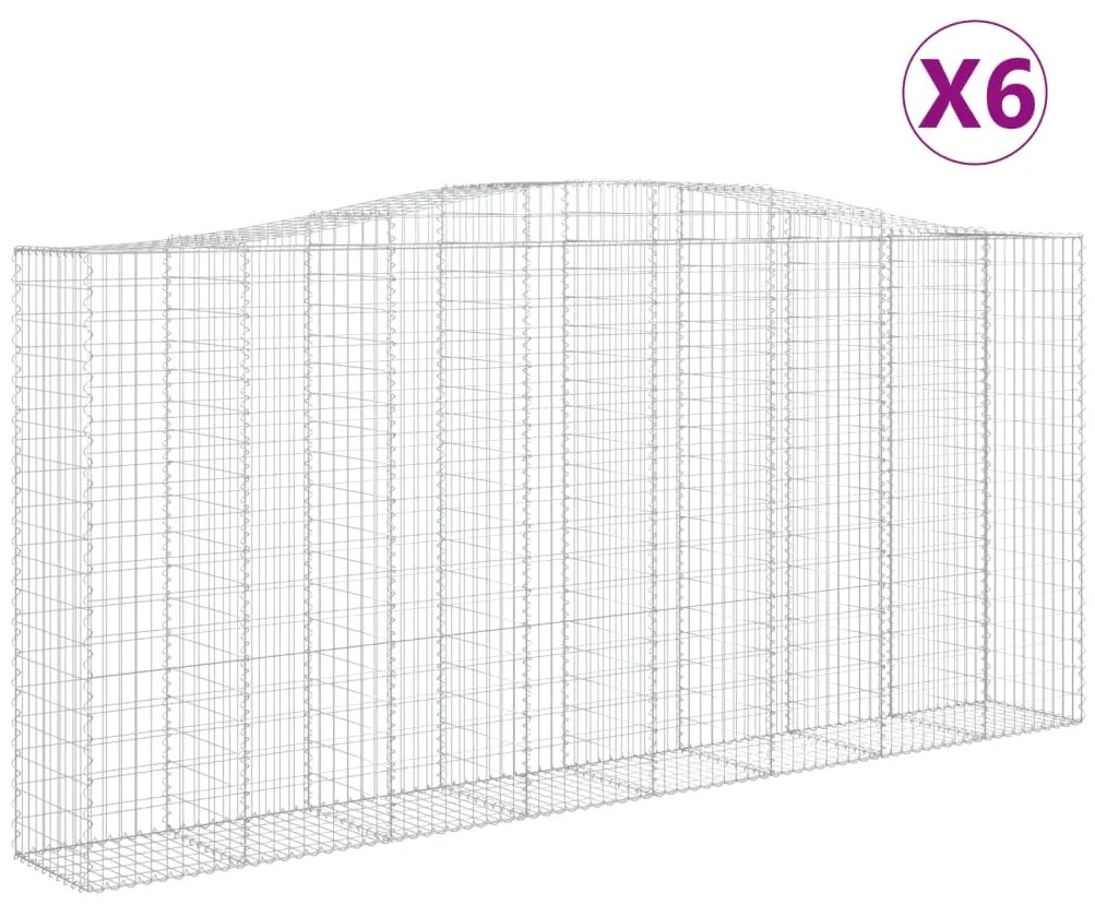 vidaXL Συρματοκιβώτια Τοξωτά 6 τεμ. 400x50x180/200 εκ. Γαλβαν. Ατσάλι