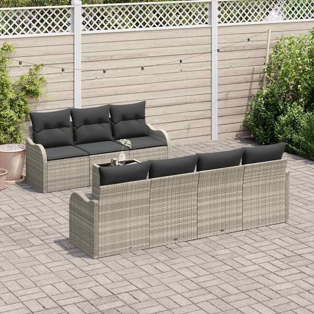 vidaXL Σετ Καναπέ Κήπου 8 pcs Ανοιχτό γκρι 55 x 55 x 37 εκ Πολυ ράταν
