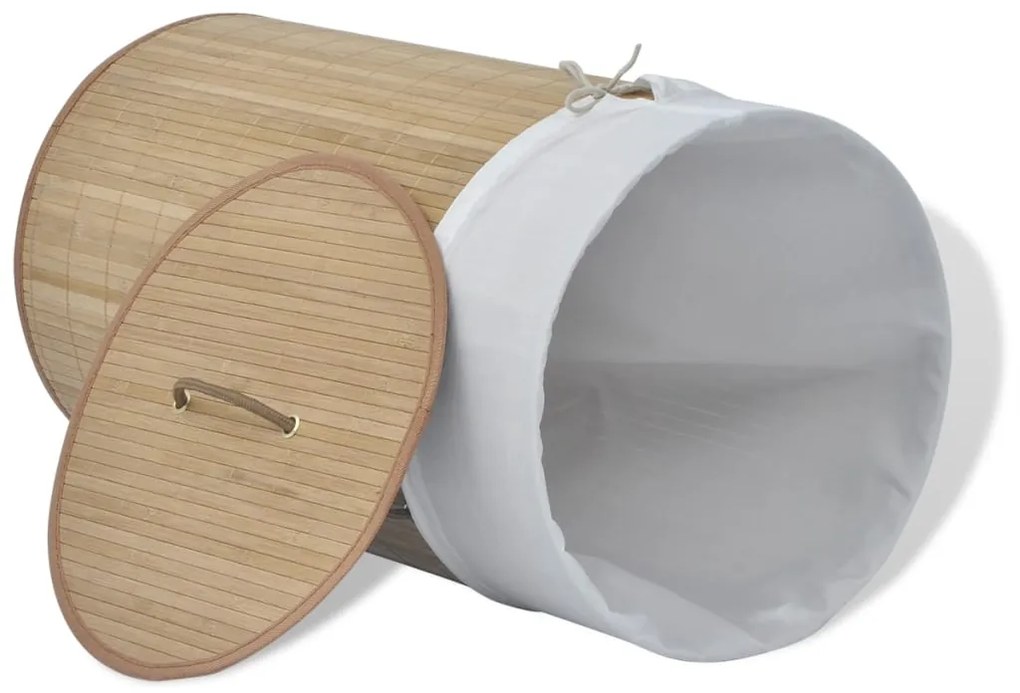 vidaXL 242723 Bamboo Laundry Bin Round Natural