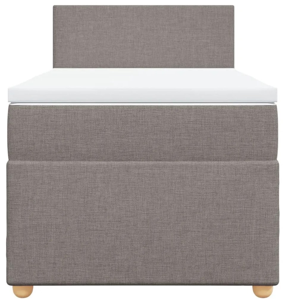 Κρεβάτι Boxspring με Στρώμα Taupe 100 x 200 εκ. Υφασμάτινο - Μπεζ-Γκρι