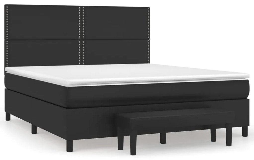 vidaXL Κρεβάτι Boxspring με Στρώμα Μαύρο 180x200εκ.από Συνθετικό Δέρμα