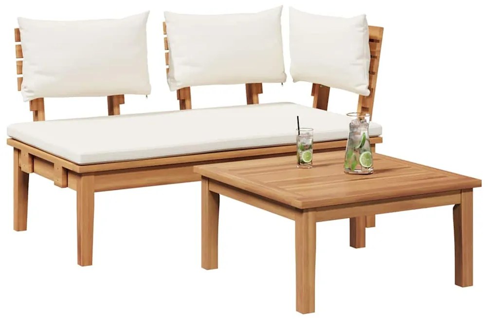 vidaXL Παγκάκι κήπου 2 pcs Καφέ Μασίφ ξύλο teak