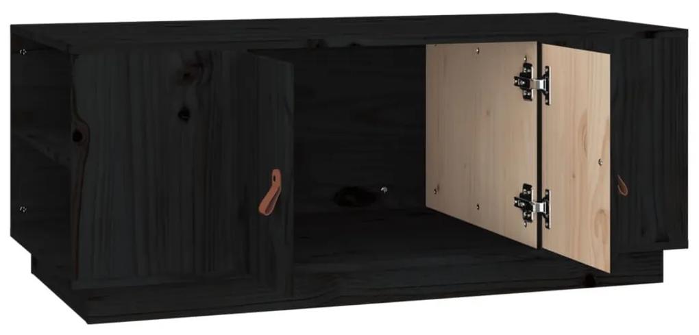 Τραπεζάκι Σαλονιού Μαύρο 100x50x41 εκ. από Μασίφ Ξύλο Πεύκου - Μαύρο