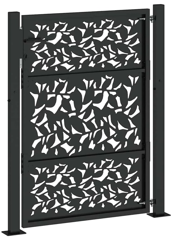 vidaXL Πύλη κήπου Μαύρη 105x130 cm Σχεδιασμός φύλλων χάλυβα
