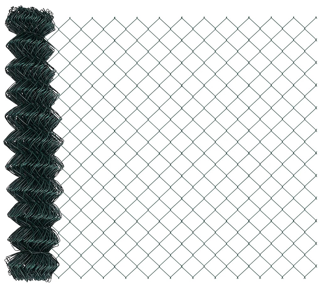 vidaXL Φράκτης Chain Link με 10 U Πόλους Πράσινος 1x10 μ Ατσάλι