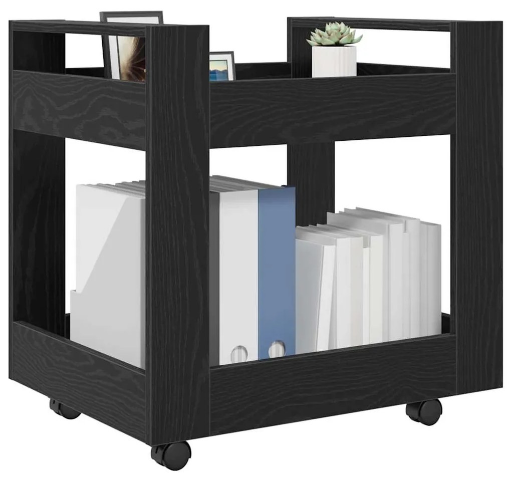 vidaXL Τροχήλατο Γραφείο Μαύρη Οξυά 60 x 45 x 60 εκ Επεξεργασμένο ξύλο