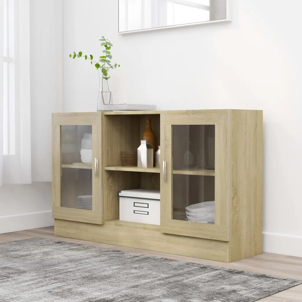 vidaXL Βιτρίνα Χρώμα Sonoma Δρυς 120 x 30,5 x 70 εκ. από Επεξ. Ξύλο