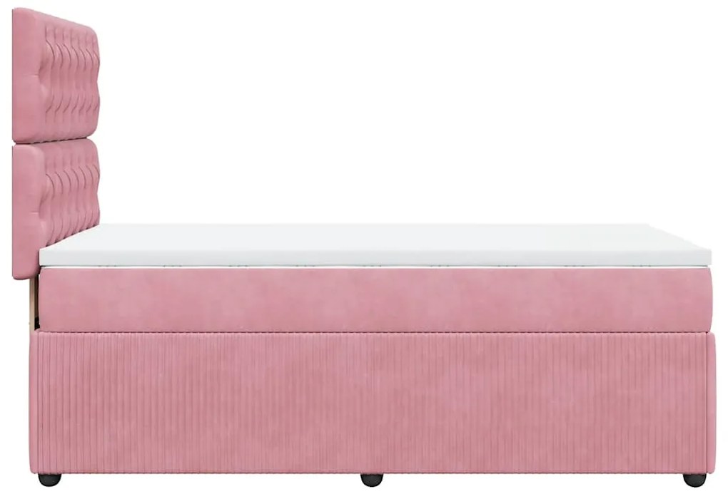 vidaXL Κρεβάτι Boxspring με Στρώμα Ροζ 100x200 εκ. Βελούδινο