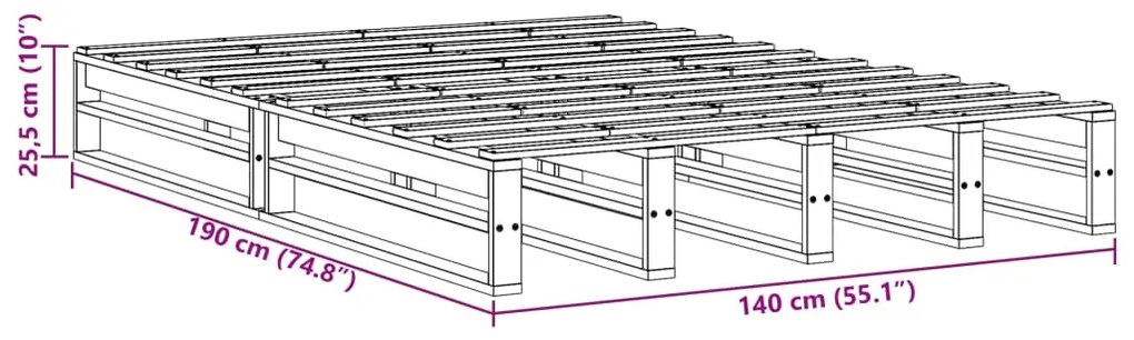 Σκελετός Κρεβατιού Χωρίς Στρώμα Καφέ 140x190 Μασίφ Ξύλο Πεύκου - Καφέ