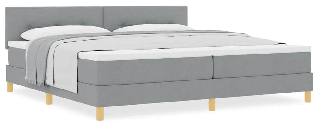vidaXL Κρεβάτι box spring με στρώμα Ανοιχτό γκρι 200 x 200 cm ύφασμα