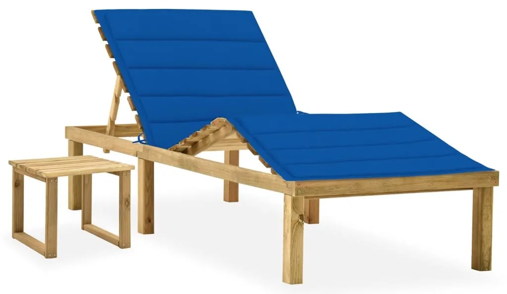 Ξαπλώστρα Κήπου από Εμποτ. Ξύλο Πεύκου με Τραπεζάκι & Μαξιλάρι