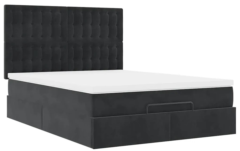 vidaXL Οθωμανικό κρεβάτι με στρώματα Μαύρο 140x190cm Βελούδο